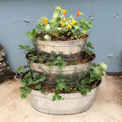 Petit Potager Container Garden- strawberries & nasturtiums - Outdoor Pots And Planters