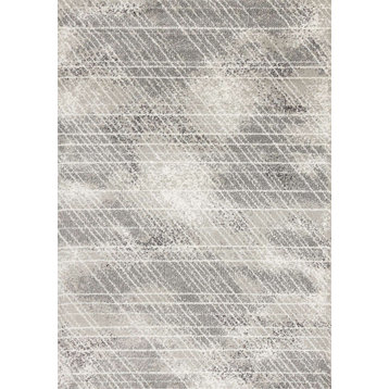 Ryan Collection Cream Gray Soft Distressed Recycled Area Rug, 5'3"x7'7"