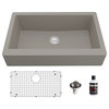 Karran Retrofit Farmhouse Quartz 34" Single Bowl Sink Kit, Concrete