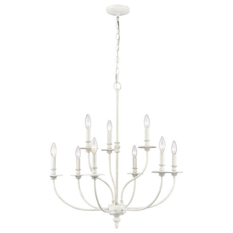 Hartford 29" Wide 9-Light Chandelier, Farmhouse White