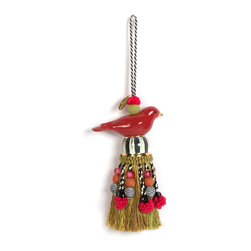 Ceramic Bird Tassel - Red & Gold | MacKenzie-Childs - Home Decor