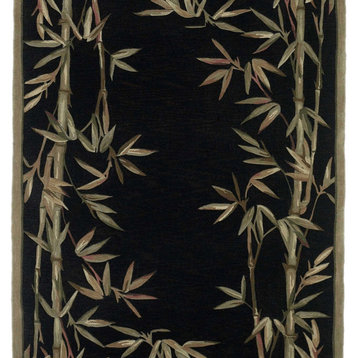 4'X6' Black Hand Tufted Bordered Bamboo Indoor Area Rug