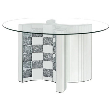 ACME Noralie Dining Table, Mirrored and Faux Diamonds