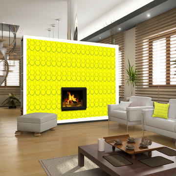 Yellow bubbles accent wall
