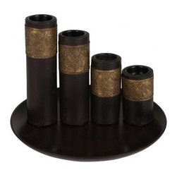 Floral Patterned Embossed Coffee Candle Holder - Candleholders