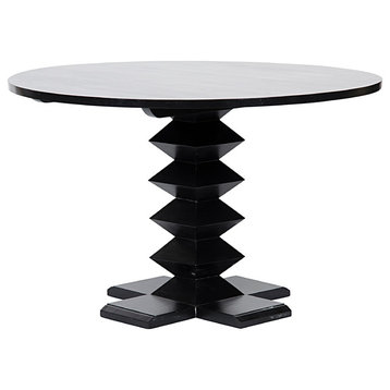 Zig-Zag Base Dining Table, 48", Hand Rubbed Black
