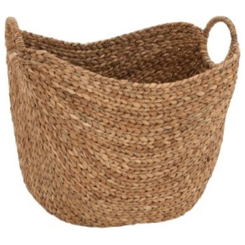 Deco 79 Large Seagrass Woven Wicker Basket with Arched Handles, Rustic Natural B