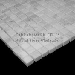 White Carrara Marble Italian Bianco Carrera 5/8x5/8 Mosaic Tile Polished - Products