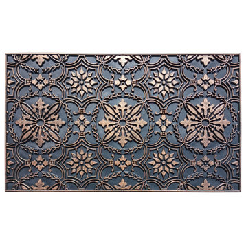 Outdoor Mat, Natural Rubber, 18"x30" Heavy Duty Doormat, Bronze Floral