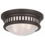 Livex Lighting - Livex Lighting 73052-07 Berwick - 13" Two Light Flush Mount - The classic simple design of this bronze flush mouBerwick 13" Two Ligh Bronze Clear Prismat *UL Approved: YES Energy Star Qualified: n/a ADA Certified: n/a  *Number of Lights: Lamp: 2-*Wattage:40w Medium Base bulb(s) *Bulb Included:No *Bulb Type:Medium Base *Finish Type:Bronze