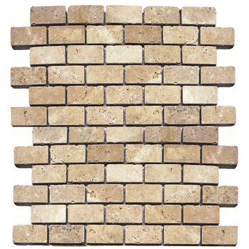 Chiaro 1X2 Brick Tumbled Tile , 12"x12", Set of 10