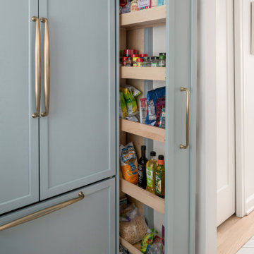 Custom Kitchen Cabinet Storage - Blue Cabinets