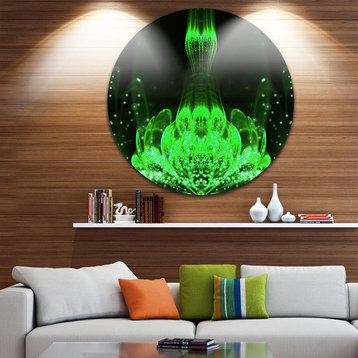 Glossy Bright Green Fractal Flower, Floral Round Wall Art, 23"