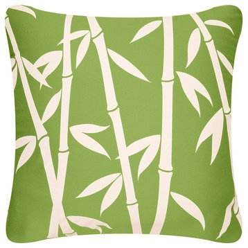 Bamboo Forest Organic Cotton Throw Pillow Cover, Apple Green