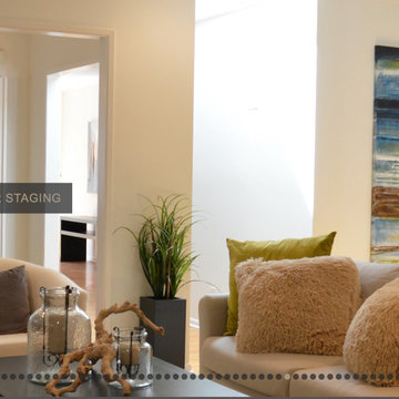 AFTER - LIVING ROOM & KITCHEN STAGING