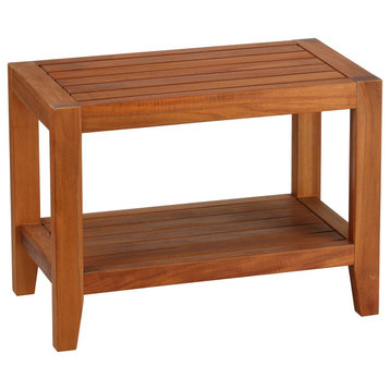 Bare Decor Serenity Spa 24" Bench With Shelf, Solid Teak Wood