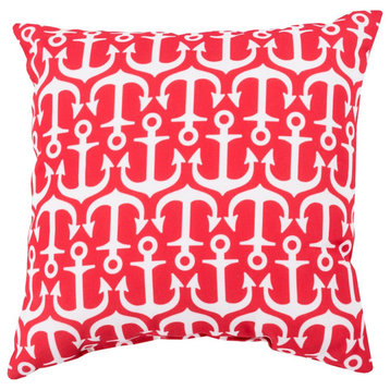 Alluring Anchor Pillow, Poppy and Ivory, 18"