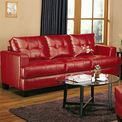 Samuel Contemporary Red Leather Sofa - Coaster Co. - Sofas
