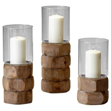Cyan Lighting Medium Hex Nut - 5.5 Inch Candleholder, Natural Wood Finish