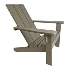 Modern Poly Adirondack Chair, Weathered Wood