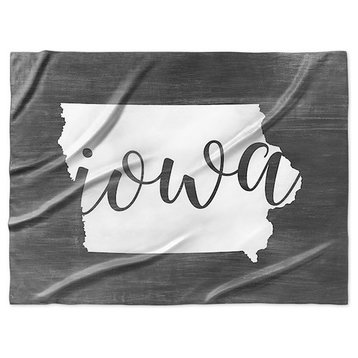 "Home State Typography, Iowa" Sherpa Blanket 80"x60"