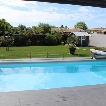 Projet d'installation d'un abri de piscine bas télescopique