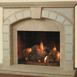 Riviera #309 Hand Carved Natural Stone Fireplace Mantel - Indoor Fireplaces