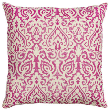 Rizzy Home T10481 Damask 22"x22" Poly Filled Pillow Pink/Natural