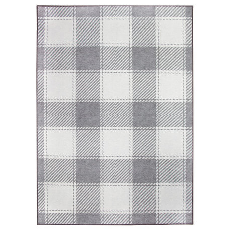 My Magic Carpet Buffalo Plaid Gray/White Rug, 5'x7'