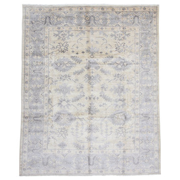 Fine Oushak Collection Indian Hand-Knotted Wool Rug, Natural, 8'2"x9'11"