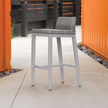 Argento Bar Stool - Resin Wicker - Aluminum Legs