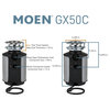 Moen GX50C GX 1/2 HP Continuous Garbage Disposal - Stainless Steel