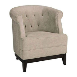 Emma Textured Natural Fabric Arm Chair - Armchairs And Accent Chairs