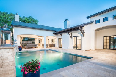 Example of a transitional exterior home design in Austin