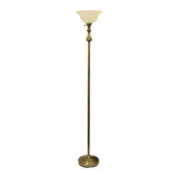 Decor Therapy - Decor Therapy 1-Light Zadar Torchier Floor Lamp, Antique Brass - Floor Lamps