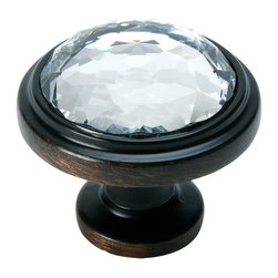 Cosmas - Cabinet Knob, Base, Oil Rubbed Bronze, Glass, Clear, Set of 10 - Cabinet And Drawer Knobs