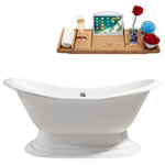 Streamline - 72" Cast Iron R5200CH Soaking freestanding Tub and Tray With External Drain - Relax in this cast iron Streamline 72" glossy white traditional freestanding bathtub. This freestanding tub has an external chrome colored drain and can hold up to 55.5 gallons of water.