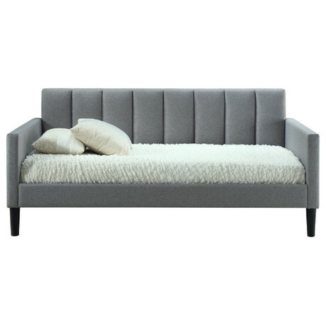 Bristol Twin Size Upholstered Daybed, Gray Fabric