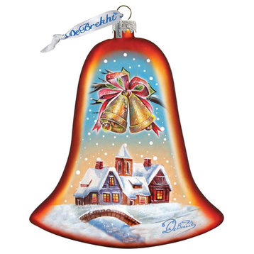 Hand Painted Housewarming Bell Glass Scenic Ornament