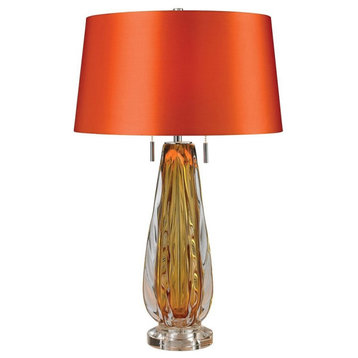 Amber 2 Light Standard Table Lamp Made Of Crystal And Glass And Metal A Orange