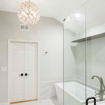 Contemporary Bohemian Primary Bath + Closet Remodel Overland Park, KS