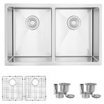 Stylish - STYLISH 28 inch Double Bowl Dual Mount Stainless Steel Kitchen Sink with Grids - S-300TG Dual Mount Double Bowl Kitchen Sink