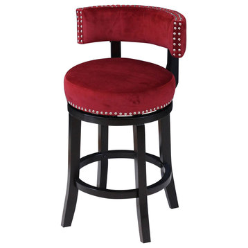 Mossoro Velvet Swivel Counter Chair, Deep Red