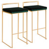 LumiSource Fuji Barstool, Gold With Green Velvet, Set of 2