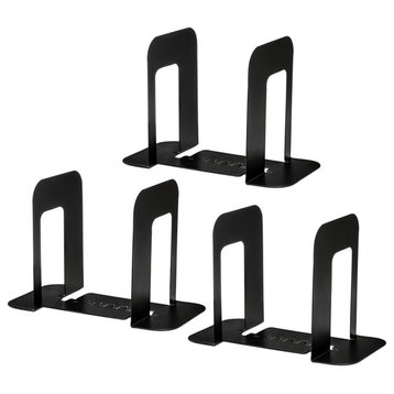 YBM Home Black Heavy Duty Metal Bookends for Office Shelves and Desk (3 PACK)