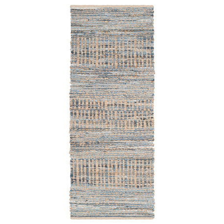 Safavieh Cape Cod Collection CAP353 Rug, Natural/Blue, 2'3"x8'