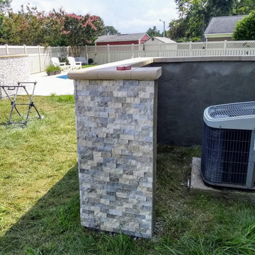Stone & Block Accent Walls to Hide Pool Equipment & HVAC