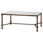 Uttermost - Uttermost Warring 48 x 20" Iron Coffee Table - Inspired By Ancient Horse Bridles, This Forged Iron Coffee Table Is A Blending Of Rings And Curves Finished In Rustic Bronze Patina. The Top Is Made Of Clear, Tempered Glass.