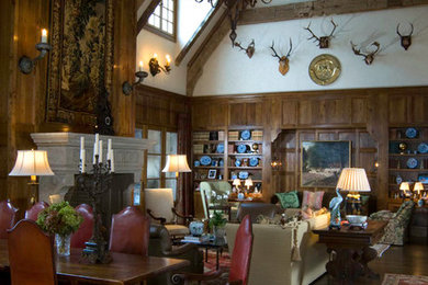 Example of a mountain style dining room design in Atlanta