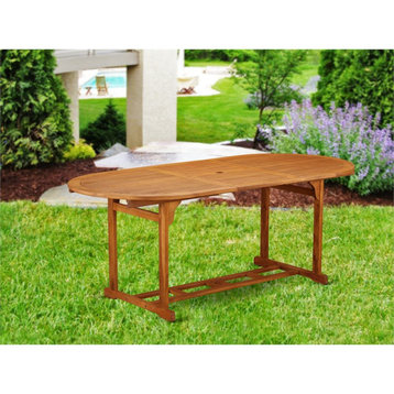 East West Furniture Beasley Wood Patio Dining Table in Natural Oil